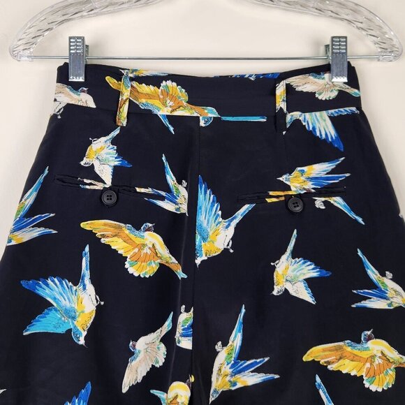 Zara Size XS Bird Print High Waisted Belted Shorts with Pockets - Picture 5 of 6